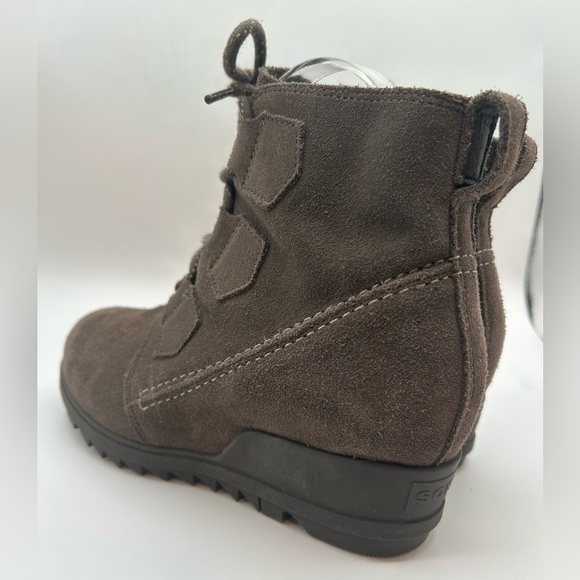 Women’s Sorel Evie Lace  MAJOR Wedge Boots Wmn's 7 Leather Suede Gray - Picture 11 of 11